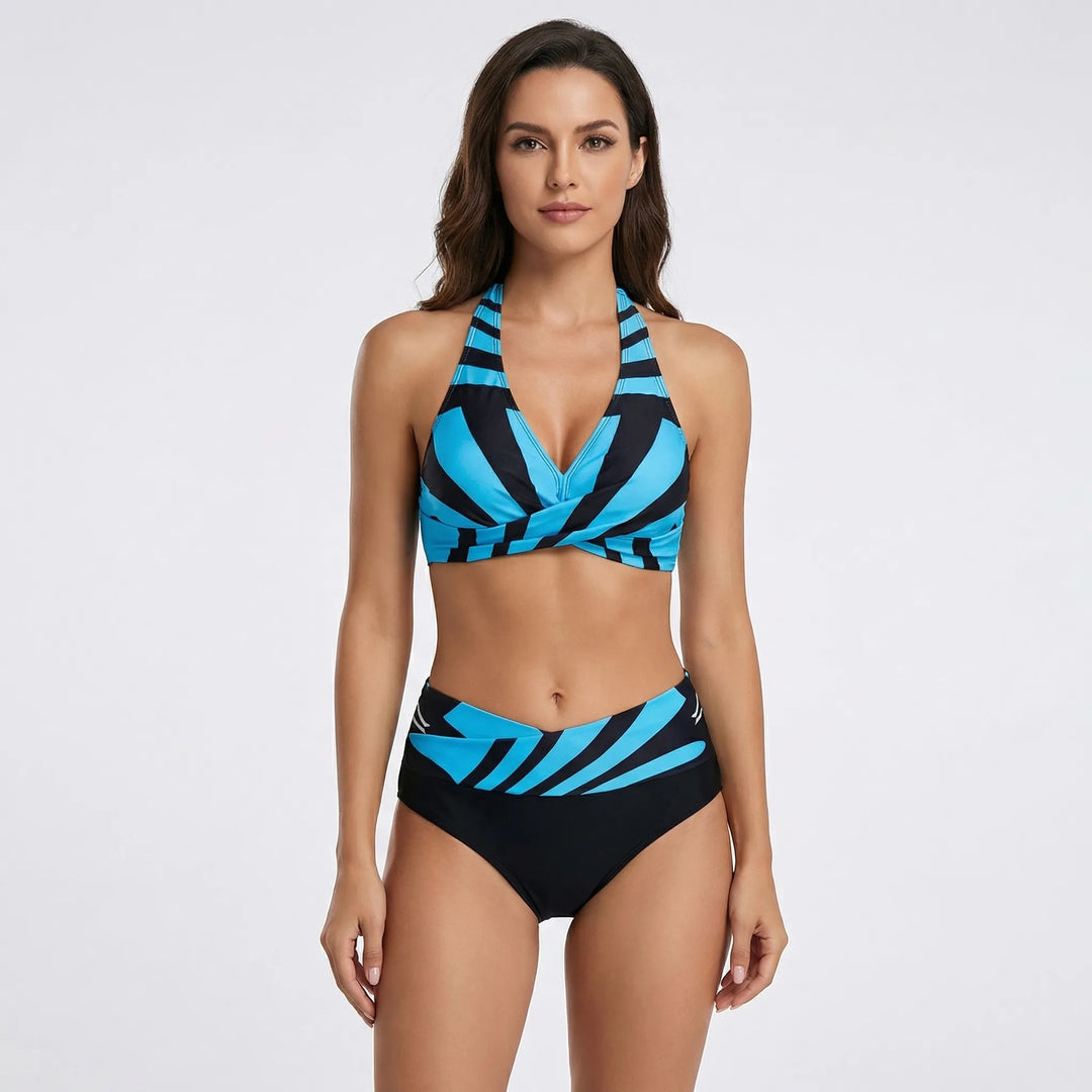 Striped Halterneck Bikini Set - Darla