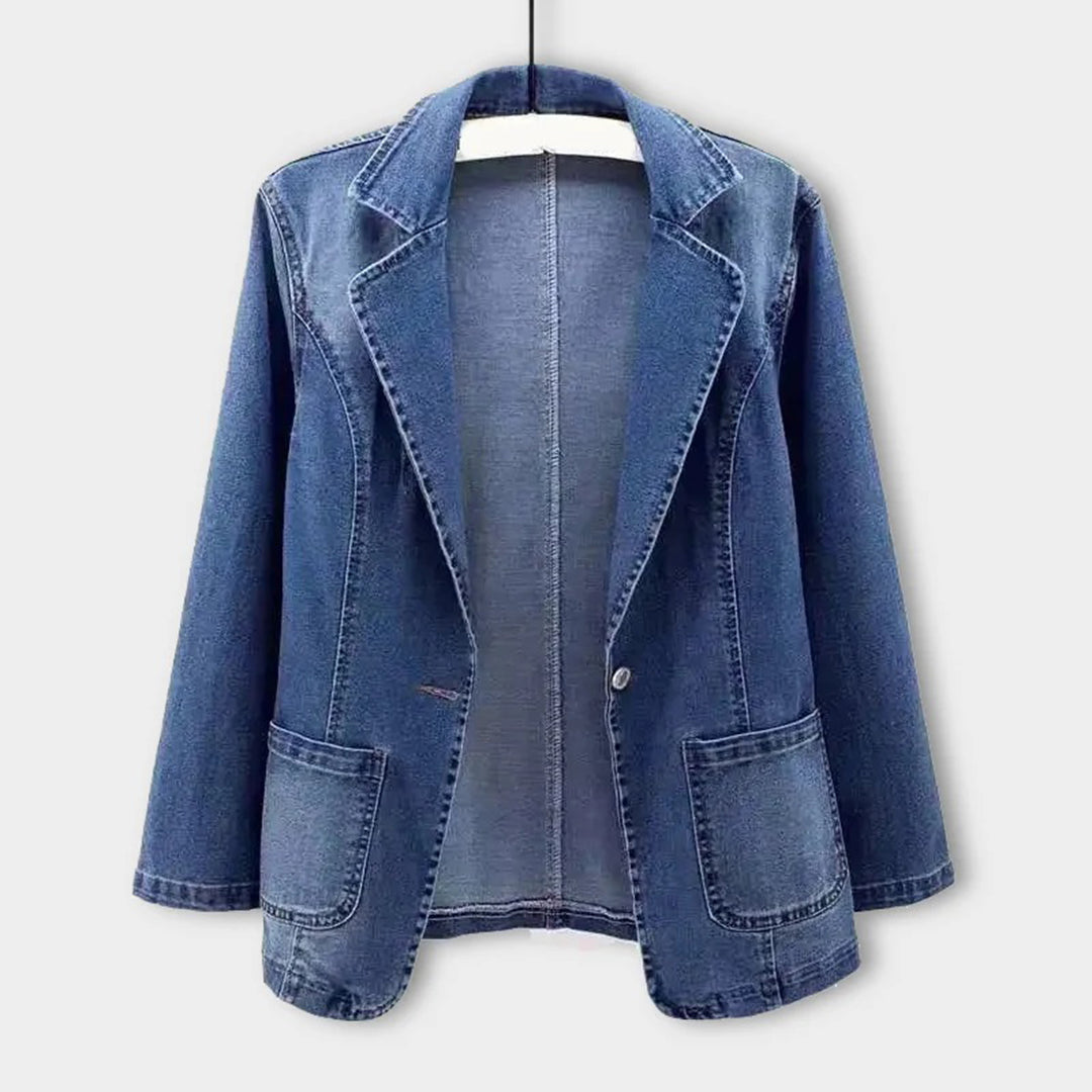 Structured Jean Blazer With Lapel Collar - Alice