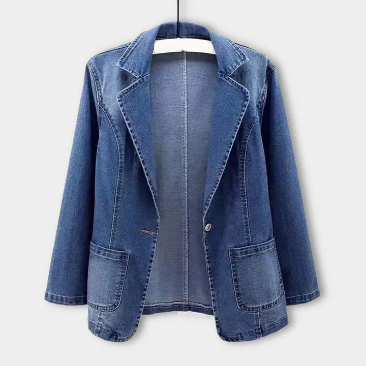 Structured Jean Blazer With Lapel Collar - Alice