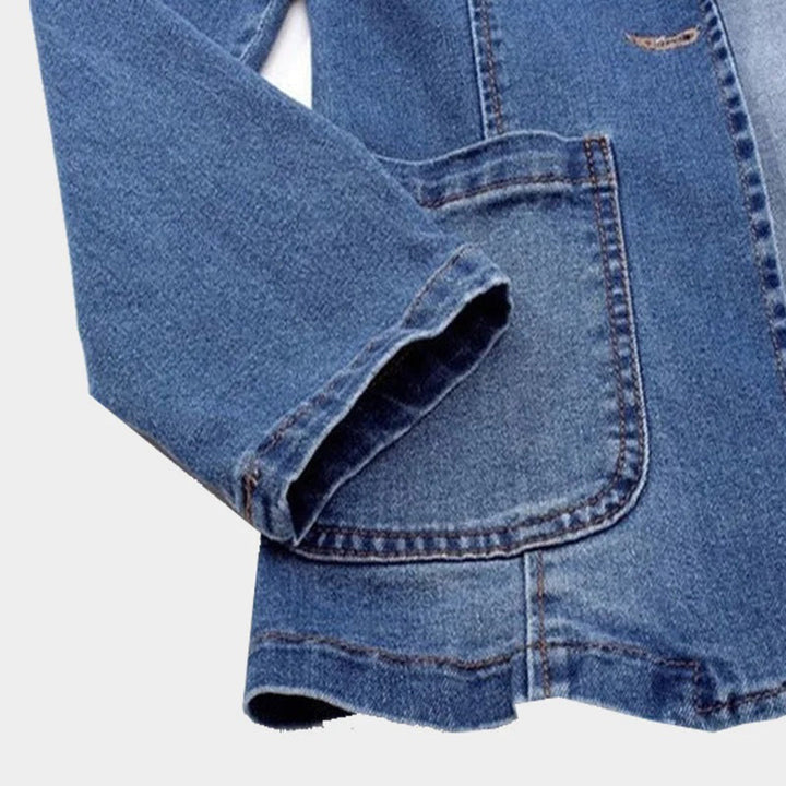 Structured Jean Blazer With Lapel Collar - Alice