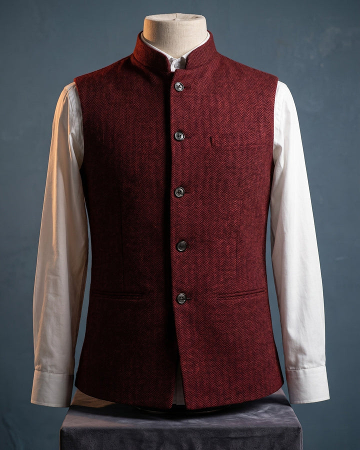 Structured Mandarin Collar Waistcoat - Austin