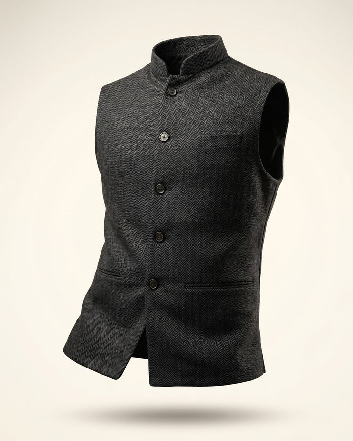 Structured Mandarin Collar Waistcoat - Austin
