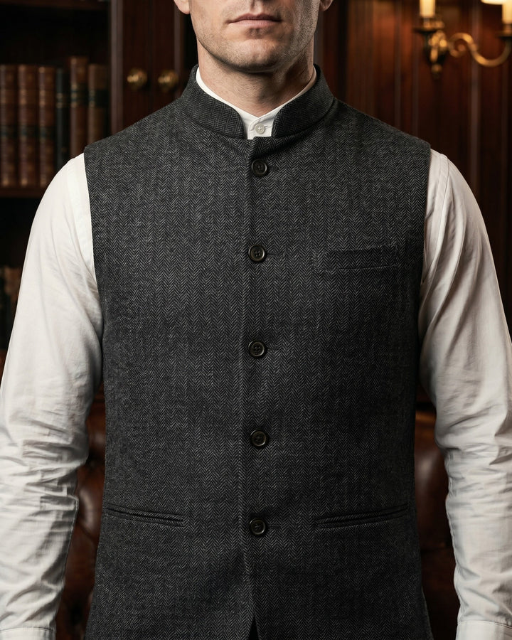 Structured Mandarin Collar Waistcoat - Austin