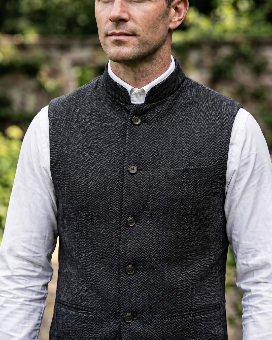 Structured Mandarin Collar Waistcoat - Austin