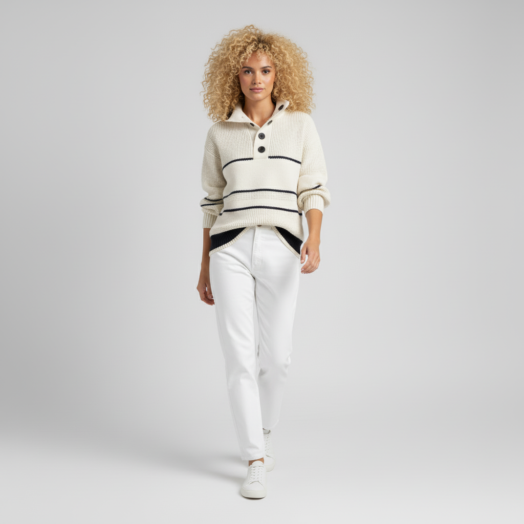 Strukturierter Strickpullover Mit Streifen - Judy