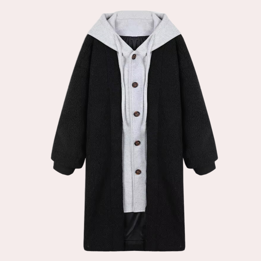 Casual Long Women's Coat with Hood - Isla