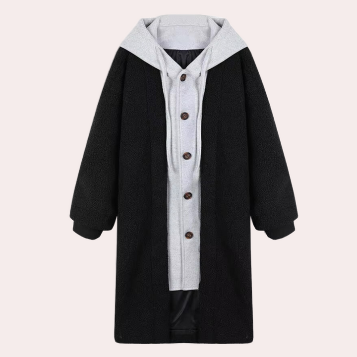 Casual Long Women's Coat with Hood - Isla
