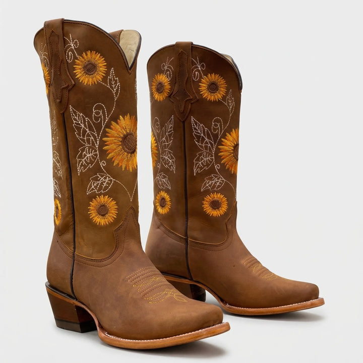 Sunflower Embroidered Western Cowboy Boot - Yvette