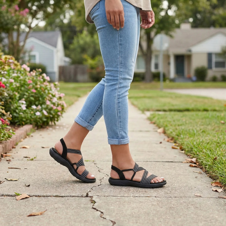 Supportive Strappy Flat Sandal - Elizabeth