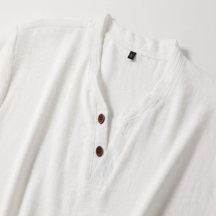 Men's V-Neck T-Shirt | Henley Button Placket & Refined Look 5