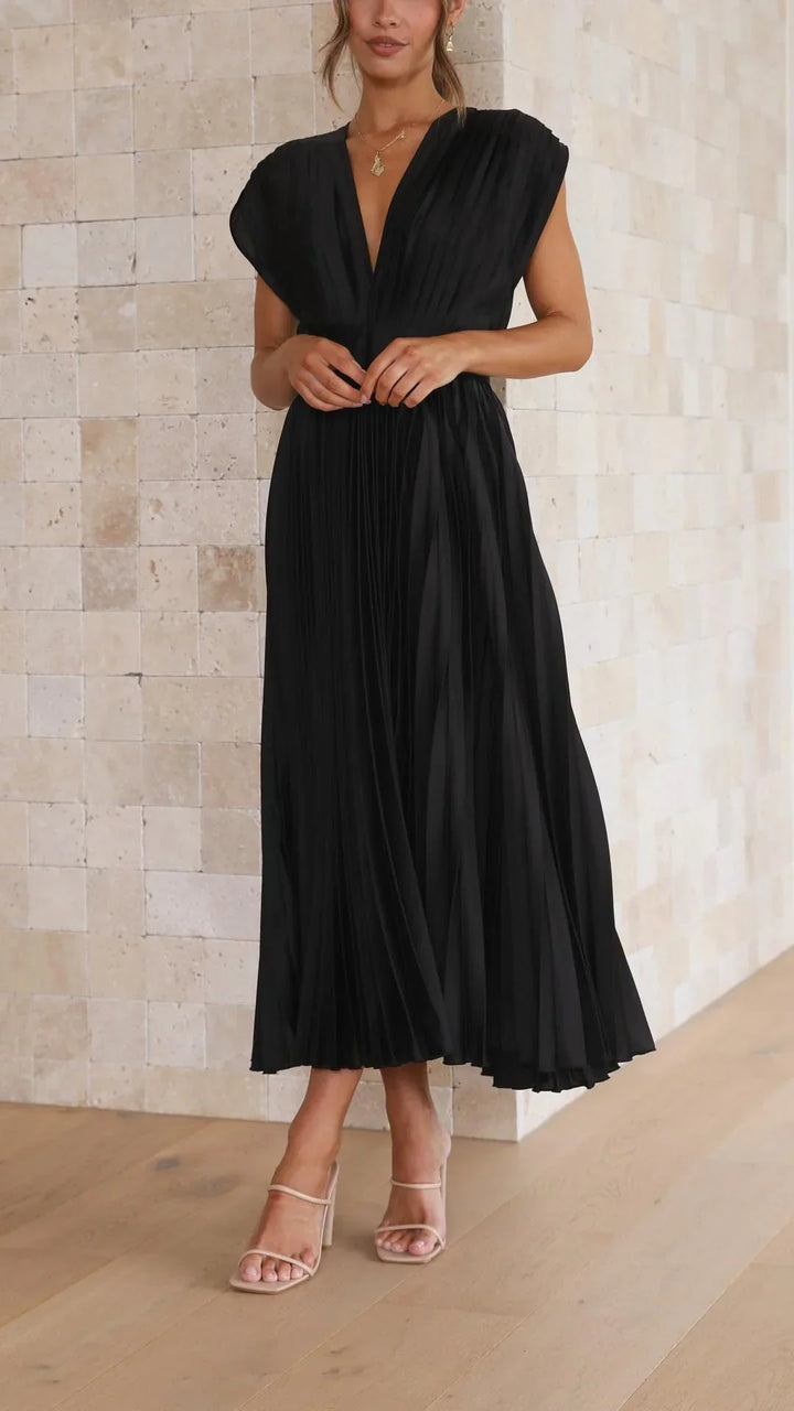 Trendy V-Hals Jurk met Striksluiting - Isabella