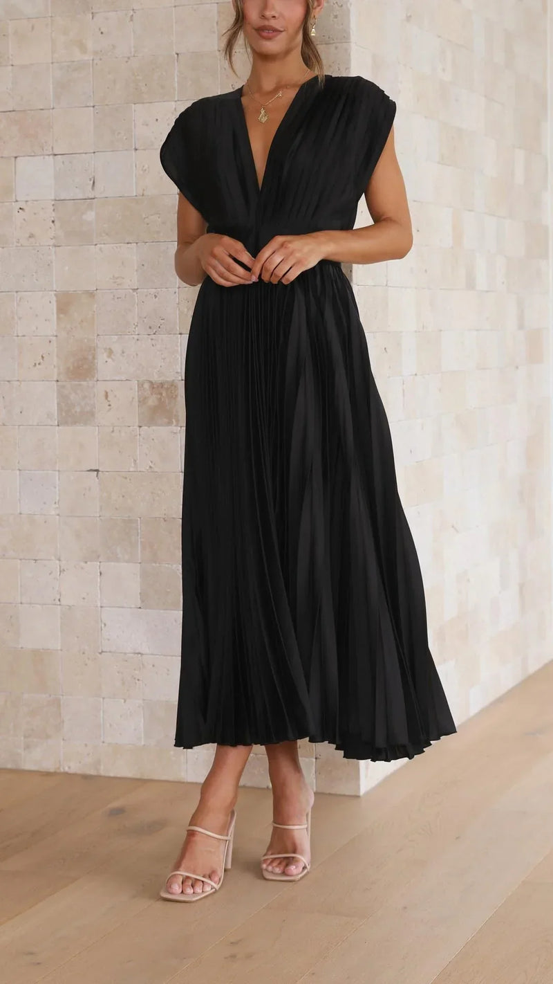 Trendy V-Hals Jurk met Striksluiting - Isabella