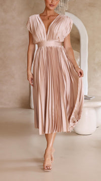 Trendy V-Hals Jurk met Striksluiting - Isabella