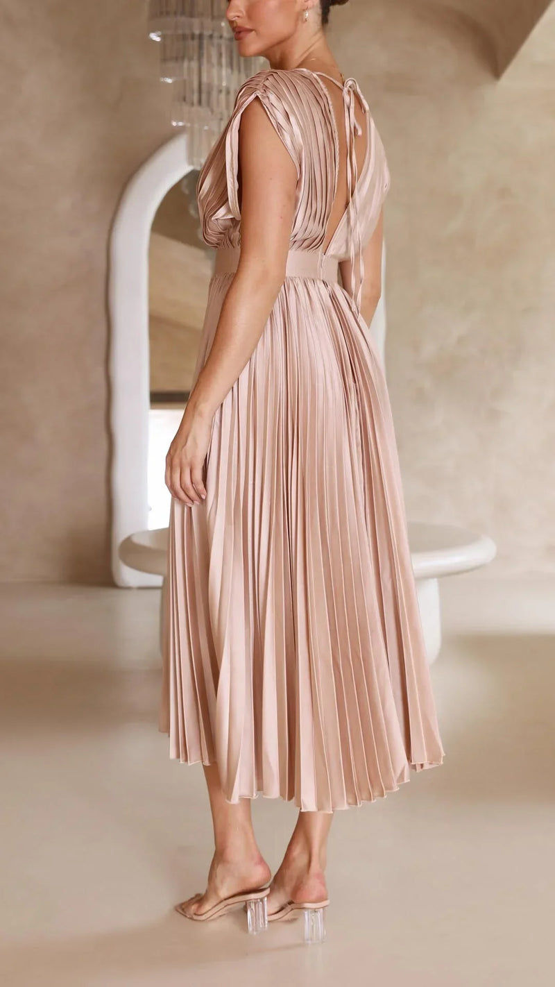 Trendy V-Hals Jurk met Striksluiting - Isabella
