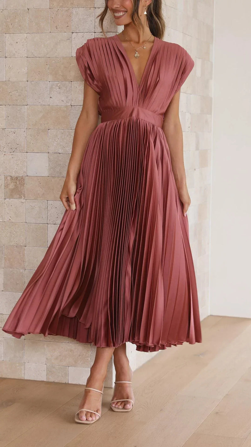 Trendy V-Hals Jurk met Striksluiting - Isabella