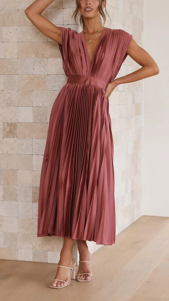 Trendy V-Hals Jurk met Striksluiting - Isabella