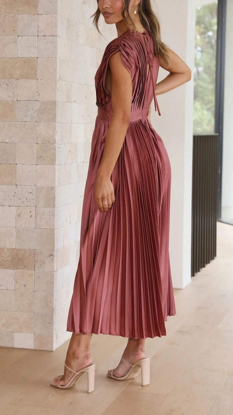 Trendy V-Hals Jurk met Striksluiting - Isabella