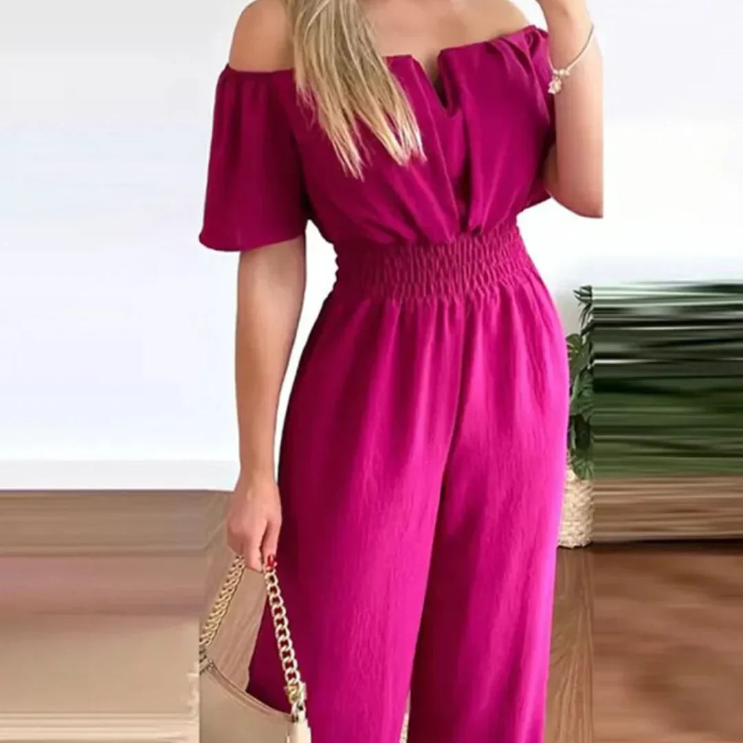 Off-Shoulder Jumpsuit with Short Sleeves – Lina