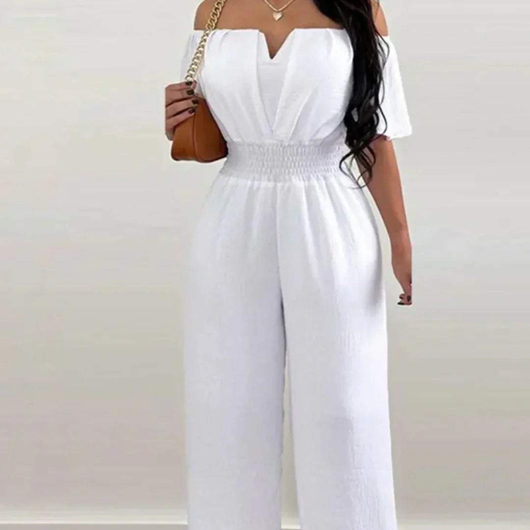 Off-Shoulder Jumpsuit with Short Sleeves – Lina