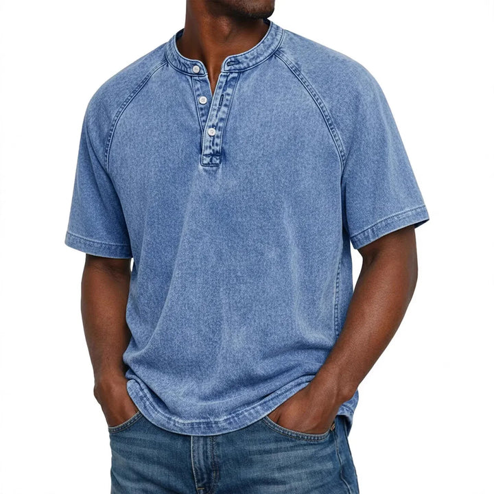 Men's Short-Sleeve Henley | Vintage Washed Button Tee 6