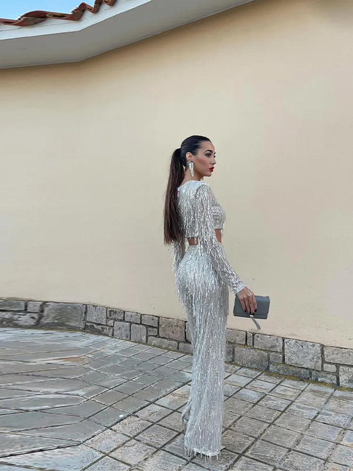 Glamorous sequin two-piece set for women - Celina