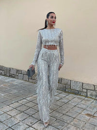 Glamorous sequin two-piece set for women - Celina