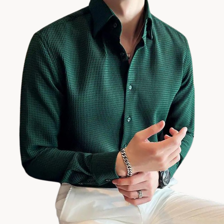 Textured Long-Sleeve Button-Up Shirt - Lester