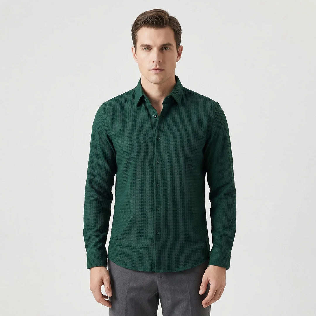 Textured Long-Sleeve Button-Up Shirt - Lester