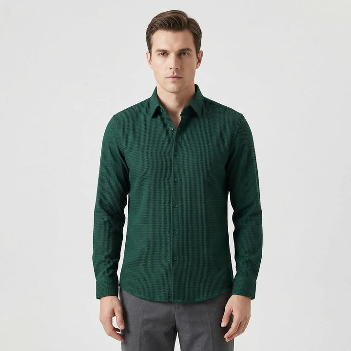Textured Long-Sleeve Button-Up Shirt - Lester