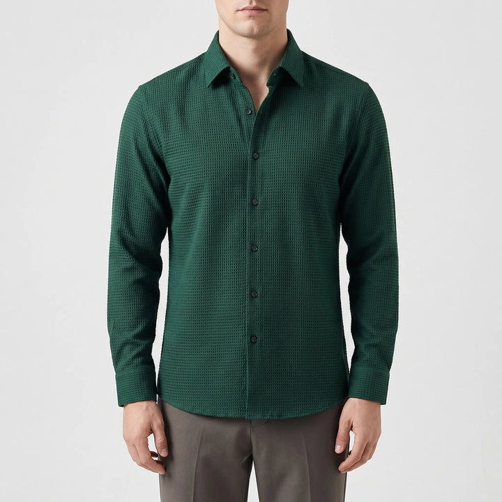 Textured Long-Sleeve Button-Up Shirt - Lester