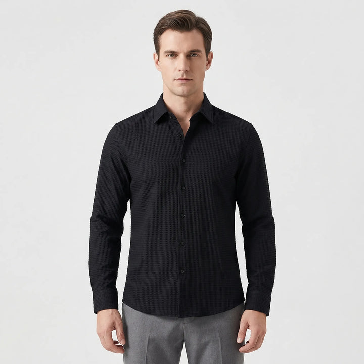 Textured Long-Sleeve Button-Up Shirt - Lester