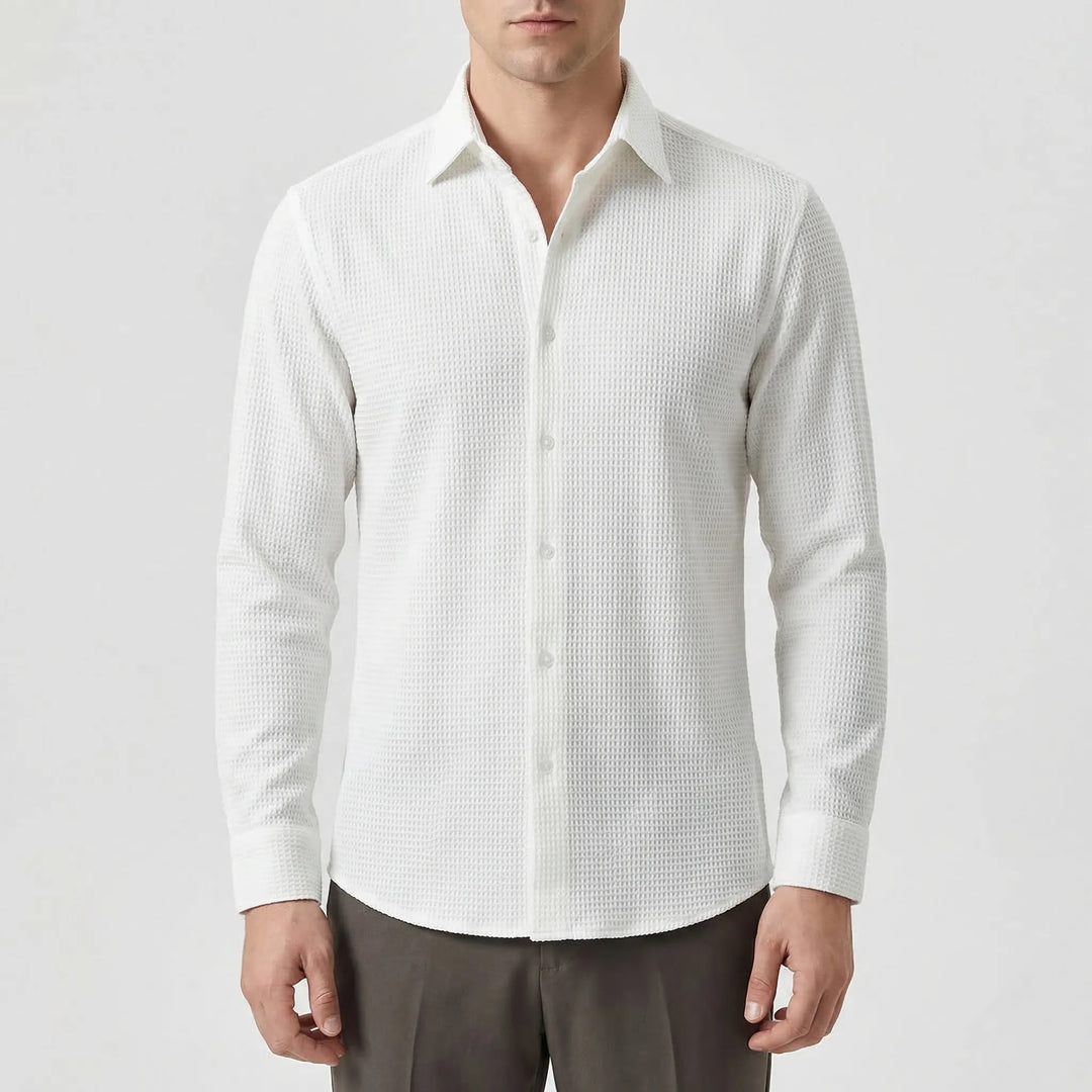 Textured Long-Sleeve Button-Up Shirt - Lester