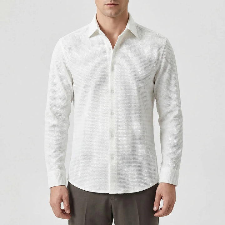 Textured Long-Sleeve Button-Up Shirt - Lester