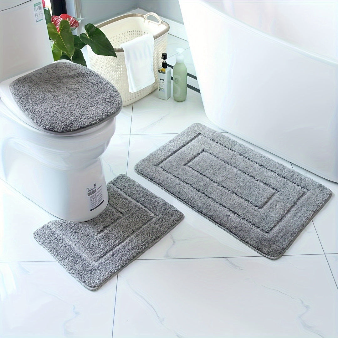 Three-Piece Textured Bath Mat Set - SnugTread
