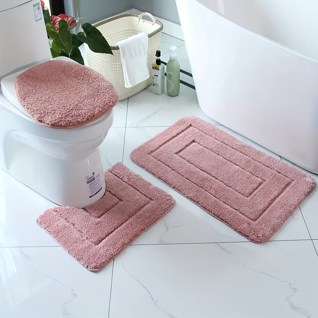 Three-Piece Textured Bath Mat Set - SnugTread