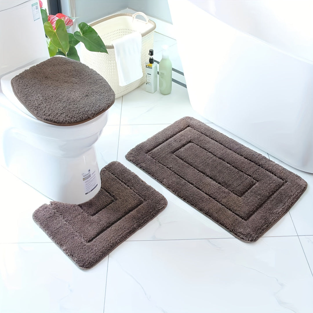 Three-Piece Textured Bath Mat Set - SnugTread
