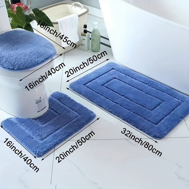 Three-Piece Textured Bath Mat Set - SnugTread