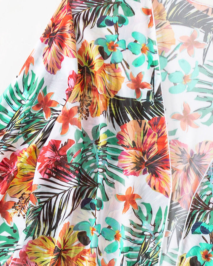 Three-Piece Tropical Floral Bikini Set - Dixie