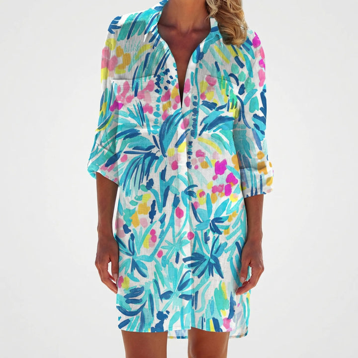 Tie-Dye Print Shirt Dress - Vanessa