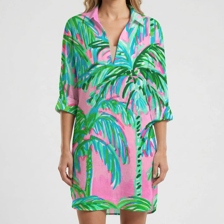 Tie-Dye Print Shirt Dress - Vanessa