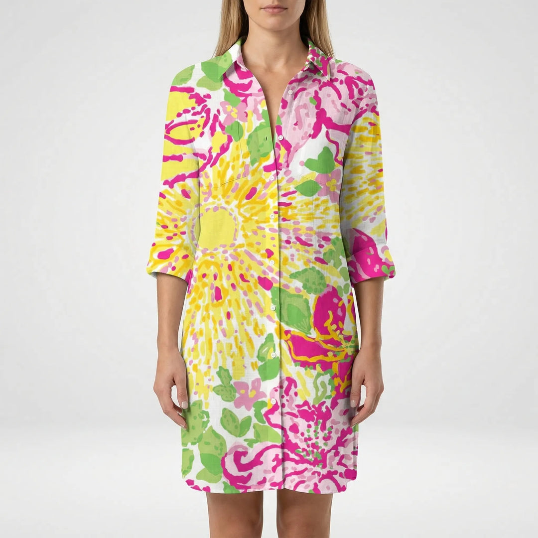 Tie-Dye Print Shirt Dress - Vanessa