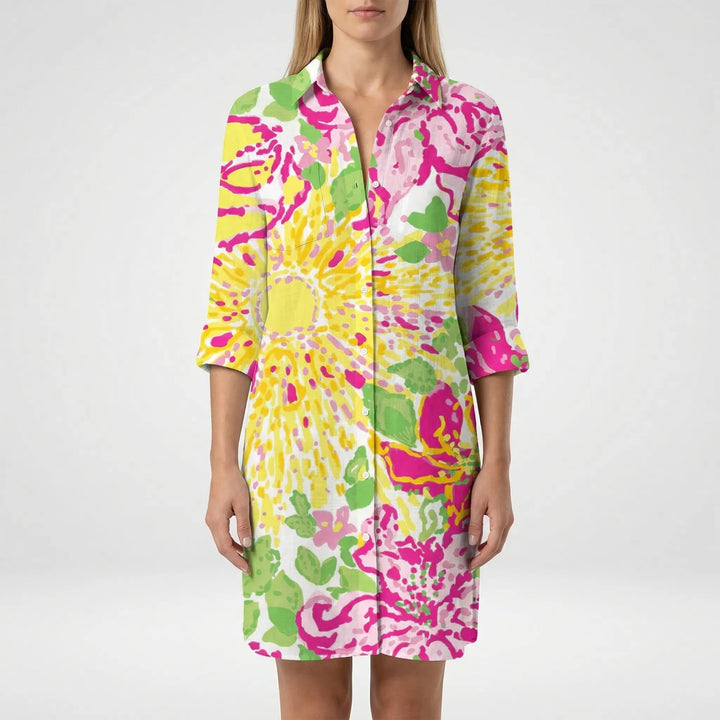 Tie-Dye Print Shirt Dress - Vanessa