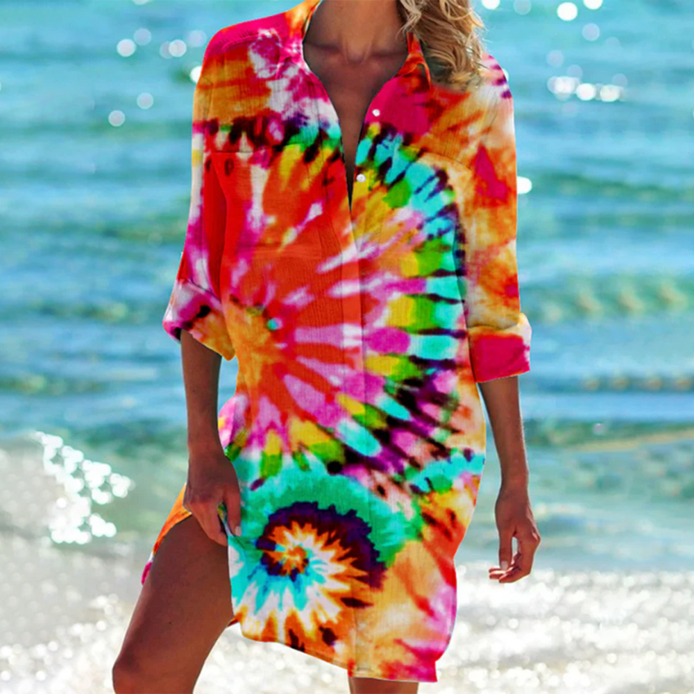 Tie-Dye Print Shirt Dress - Vanessa