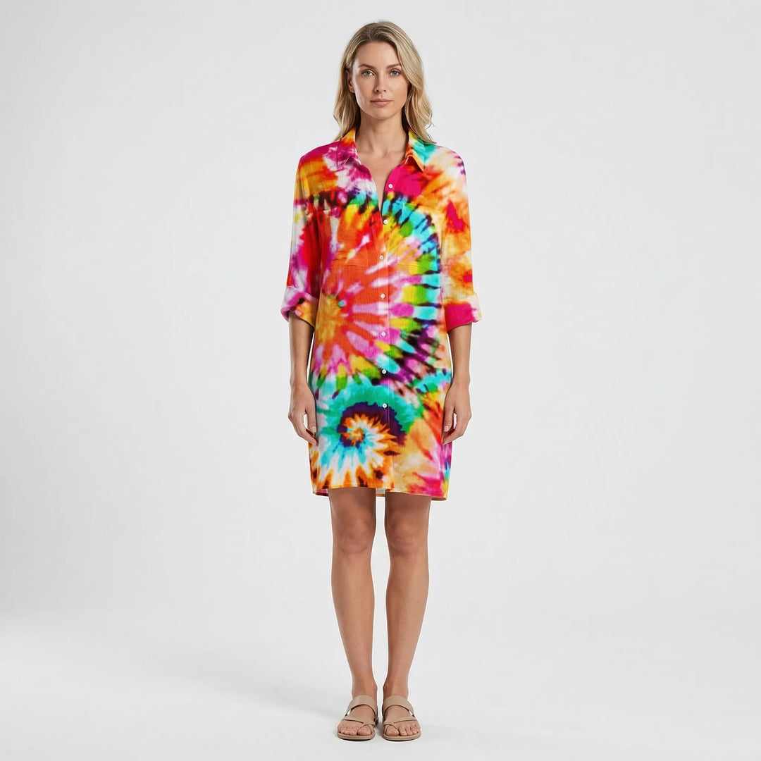 Tie-Dye Print Shirt Dress - Vanessa