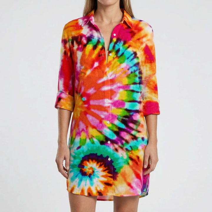 Tie-Dye Print Shirt Dress - Vanessa