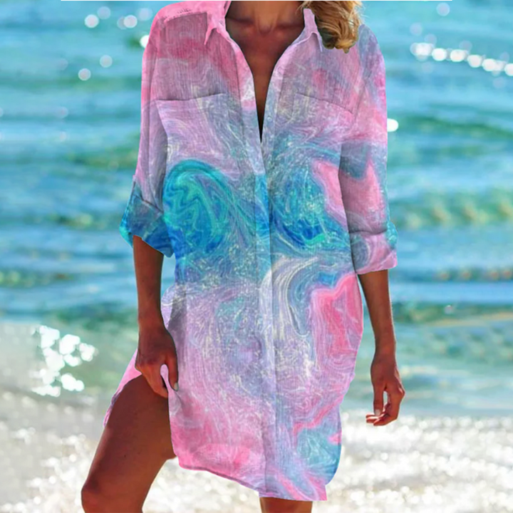 Tie-Dye Print Shirt Dress - Vanessa
