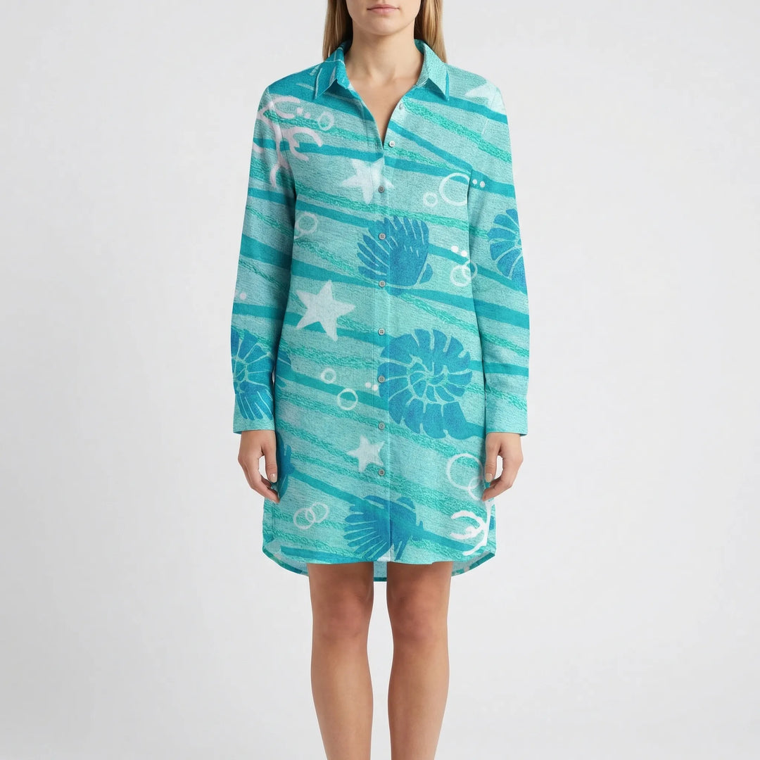 Tie-Dye Print Shirt Dress - Vanessa