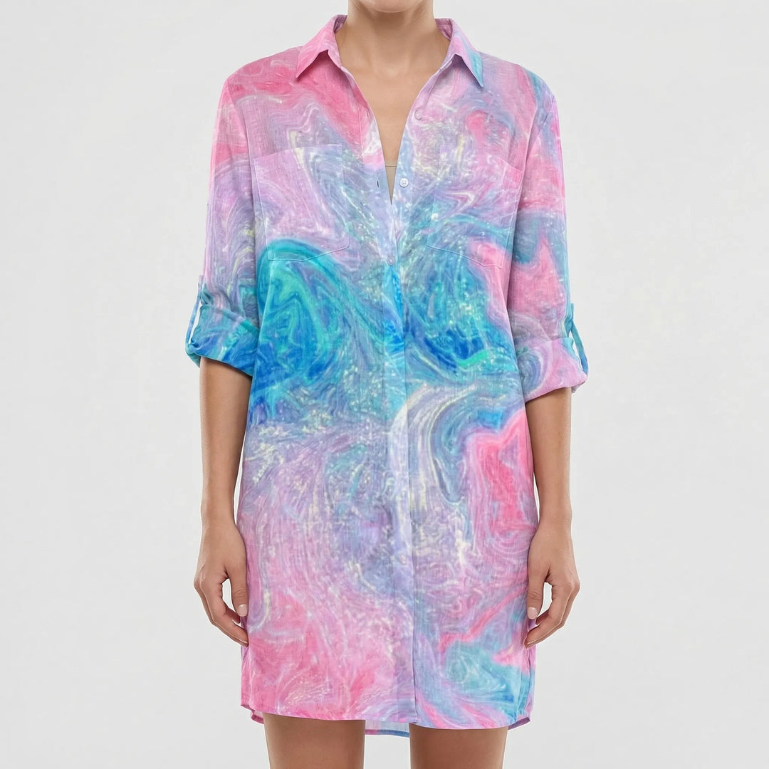 Tie-Dye Print Shirt Dress - Vanessa