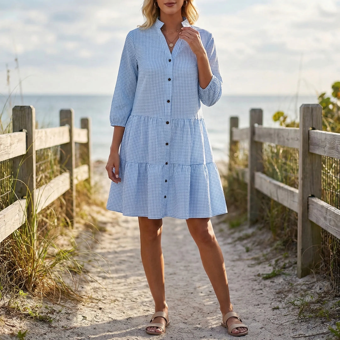 Tiered Ruffle-Hem Shirt Dress - Shelley