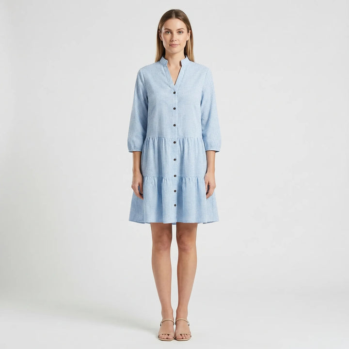Tiered Ruffle-Hem Shirt Dress - Shelley